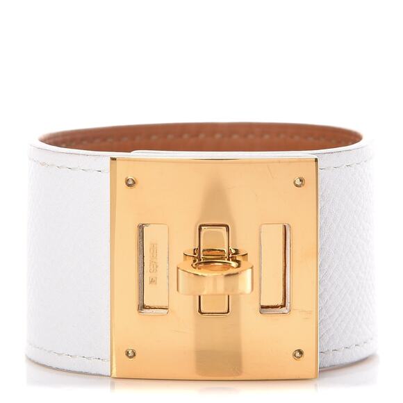 Hermès Kelly Dog Bracelet White Epsom Leather with Rose Gold *Adjustable - Picture 1 of 7